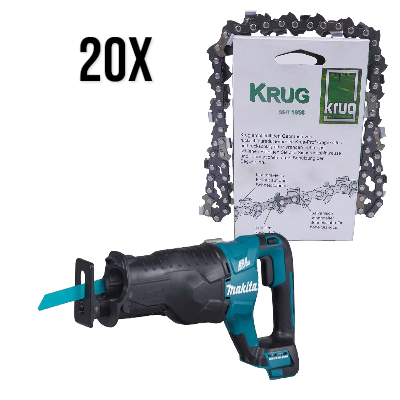 Set Makita DJR187Z Akku Reciprosäge Solo + 20 x Profi C Sägekette 325 1.6 mm 63 TG