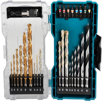 Makita Bohrer-Bit-Set 27-teilig E-07032 in gut sortierter Box mit transparentem Deckel