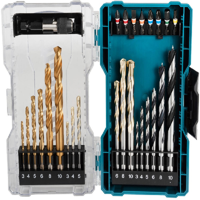 Makita Bohrer-Bit-Set 27-teilig E-07032 in gut sortierter Box mit transparentem Deckel