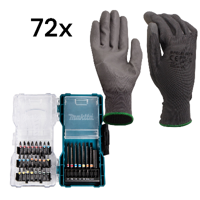 Set: 72 Paar K029-10 + Bohrer-/Bit-Set Makita E-07076