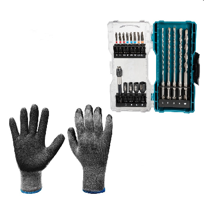 120 Paar K036 Gr.10+Makita Bohrer-Bit-Set E-07026 18-teilig