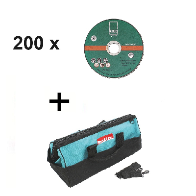 Set 200 Stück Inox C Trennscheiben 125x1.0 mm + 1x Makita Werkzeug-Tasche 831303-9