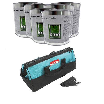 Set 6 x 0,75 Ltr. Krug Antischimmelfarbe, matt + 1 x Makita Werkzeug-Tasche - 831303-9