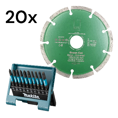 Makita Bit-Box E-12011 + 20x Diamantscheibe Green Cut 125 mm für Beton Granit Klinker Stein