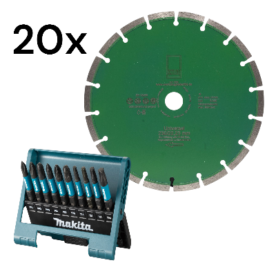 Makita Bit-Box E-12011 + 20x Diamantscheibe Green Cut 230 mm für Beton Granit Klinker Stein