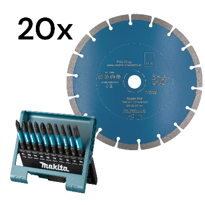 Makita Bit-Box E-12011 + 20x Diamantscheibe Super Cut 230 mm für Beton Granit Klinker Stein