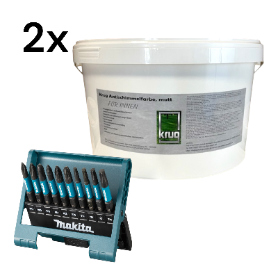 1x Makita Bit-Box E-12011 + 2 x Krug Antischimmelfarbe Matt 12,5Liter