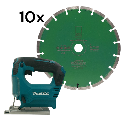 10 Stück Diamantscheibe Green Cut Beton Universal 230 mm für Beton Granit Klinker Stein + Makita Akk