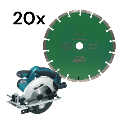 Set 20 Stück Diamantscheibe Green Cut Universal 230 mm + Makita DSS611Z Solo Akku Handkreissäge 18V