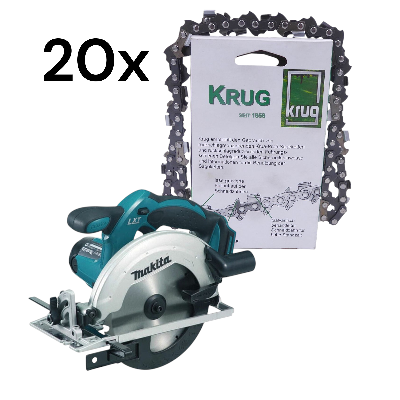 Set 20 Stück Sägeketten 3/8P1.3-50 Profi C für 35 cm Schwert + Makita DSS611Z Solo Akku Handkreissäg