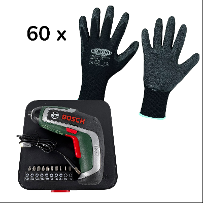 Set 60 x K046-10 + 1 x BOSCH IXO 7 Mini-Akkuschrauber