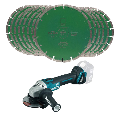 Set 20 Stück Diamantscheibe Green Cut Universal 230 mm + Makita DGA504Z Akku-Winkelschleifer 18V