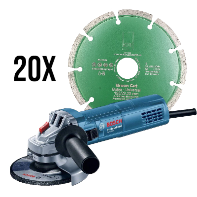 Set 20 Stück Diamantscheibe Green Cut Universal 125 mm + Bosch GWS 880