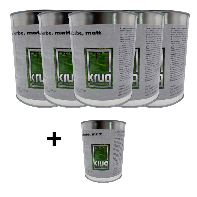 Set 5 x 0,75 Ltr. Krug Antischimmelfarbe, matt + 1 x 0,75 Ltr. ohne Berechnung
