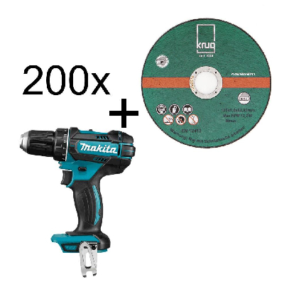 Set 200 Stück Inox C Trennscheiben 125x1.0 mm + Makita Akku-Bohrschrauber DDF482Z-18V ohne Akkus und