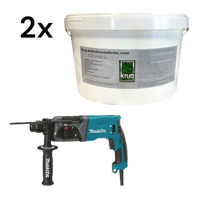 1 x Kombihammer - Makita HR2470 + 2 x Krug Antischimmelfarbe Matt 12,5 Liter