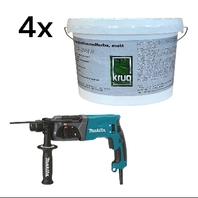 1 x Kombihammer - Makita HR2470 + 4 x Krug Antischimmelfarbe Matt 2,5 Liter