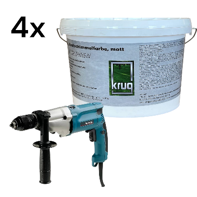 1 x Schlagbohrmaschine  Makita HP2051H +4 x Krug Antischimmelfarbe Matt 2,5 Liter