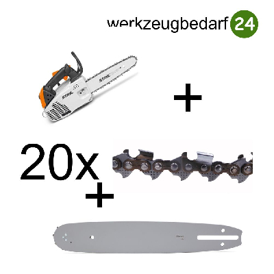 Set: Stihl Kettensäge MS 194 T 30 cm 3/8P 1.1 mm + 20 Profi C Sägeketten (30 cm) 3/8P1.1-44