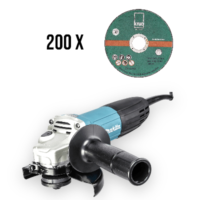 Set 1 x Winkelschleifer Makita GA5030R + 200 Trennscheibe Inox C 115x1.0 mm für Edelstahl Metal Blec