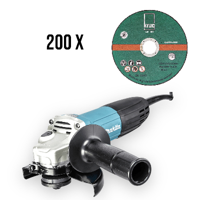 Set 1 x Winkelschleifer Makita GA5030R + 200 Trennscheibe Inox C 125x1.0 mm für Edelstahl Metal Blec