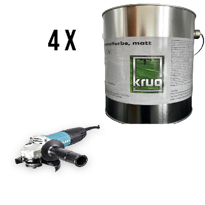 Set 4 x Krug Antischimmelfarbe Matt 2,5 Liter + 1 x Makita Winkelschleifer GA5030R