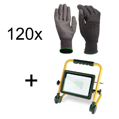 Set 120 Paar Latex-Mittelstrick-Handschuh K029 Gr. 10 plus SMD LED Strahler 50W, IP65 1 ST