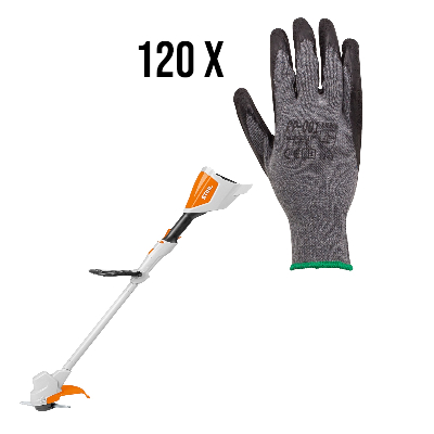 Set 120 x Arbeitshandschuhe K036 Gr. 10 + 1 x STIHL Spielzeug-Motorsense mit Akku