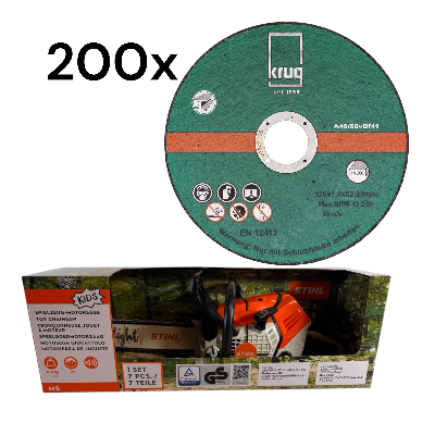 Set: 200 x TR125x1.0 + STIHL Kinder Spielzeugsäge 04216000053 mit Batteriebetrieb