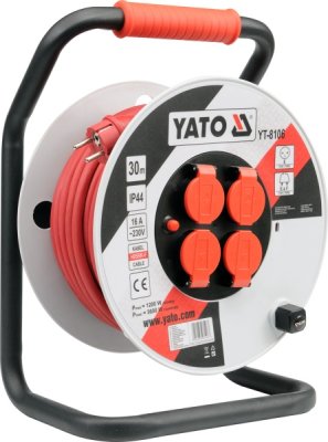 YATO Verlängerungskabel 50m Blechrahmen 3x2,5mm² 4-fach mit Schutzkontakt IP44