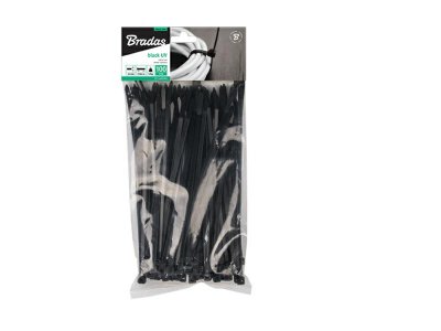 BRADAS Kunststoff-Kabelbinder schwarz 8,8x550 mm 100 Stück UV-beständig