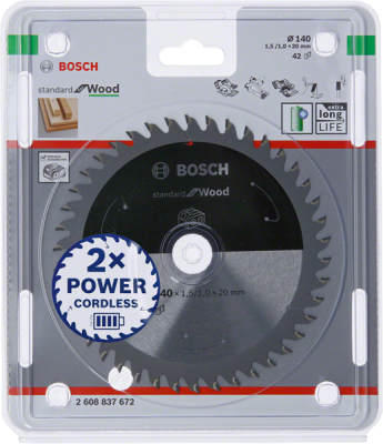 BOSCH Kreissägeblatt Standard Wood 140x20x42 Zähne