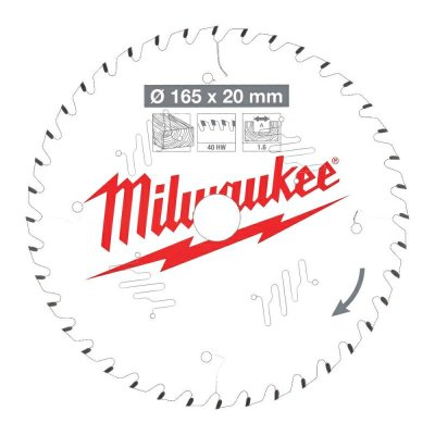 MILWAUKEE Kreissägeblatt 165x20x1,6x40Z MILWAUKEE Kreissägeblatt 165x20x1,6 mm 40 Zähne CSB