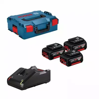 BOSCH Akku-Set 18V 5,0Ah 3 Stück mit Ladegerät GAL 18V-40