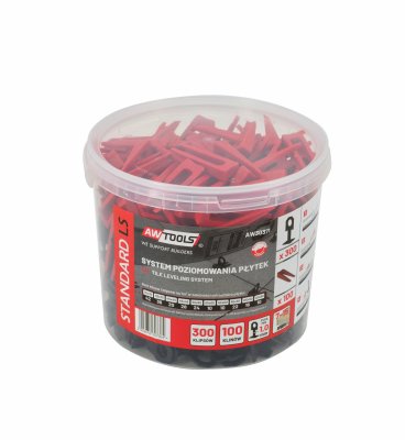 AWTOOLS Fliesen-Nivelliersystem ST 1,0 mm 300+100 Stück mit Clips 7-15 mm und Keilen