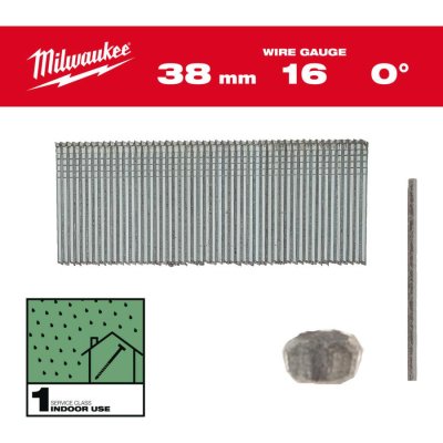 MILWAUKEE Nagelstifte 16G 38 mm 0° für M18 FN16GS 2500 Stück