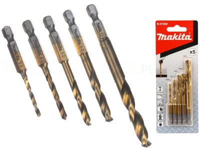 MAKITA Bohrerset Metall HSS-TiN 1/4" HEX 5-teilig