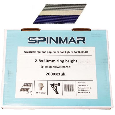 Papiergebundene Streifennägel 34° - ringgerillt 2,8x50 mm D-Kopf 2000 Stück