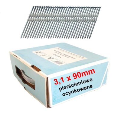 Papiergebundene Streifennägel 34° 3,1 x 90 mm, ringgeriffelt, verzinkt, 2.000 Stück