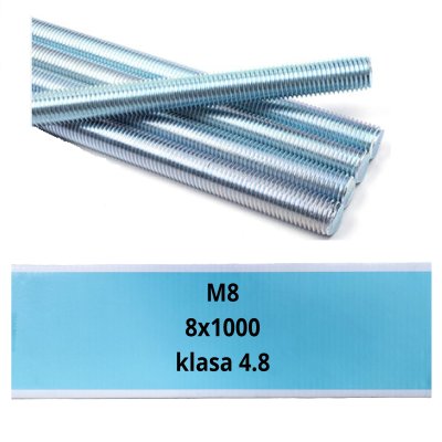 Gewindestange M8x1000 mm Klasse 4.8 verzinkt 1 Stück