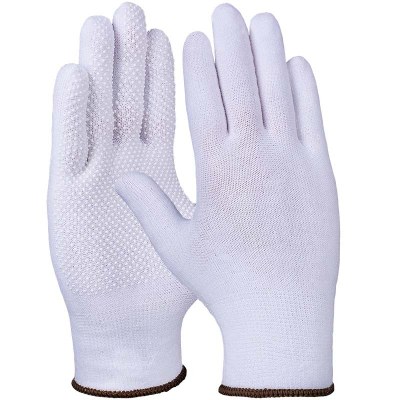 Baumwollhandschuh, Trikot,weiß, Noppen, ohne Naht 8 (Packung à 12 Paar)