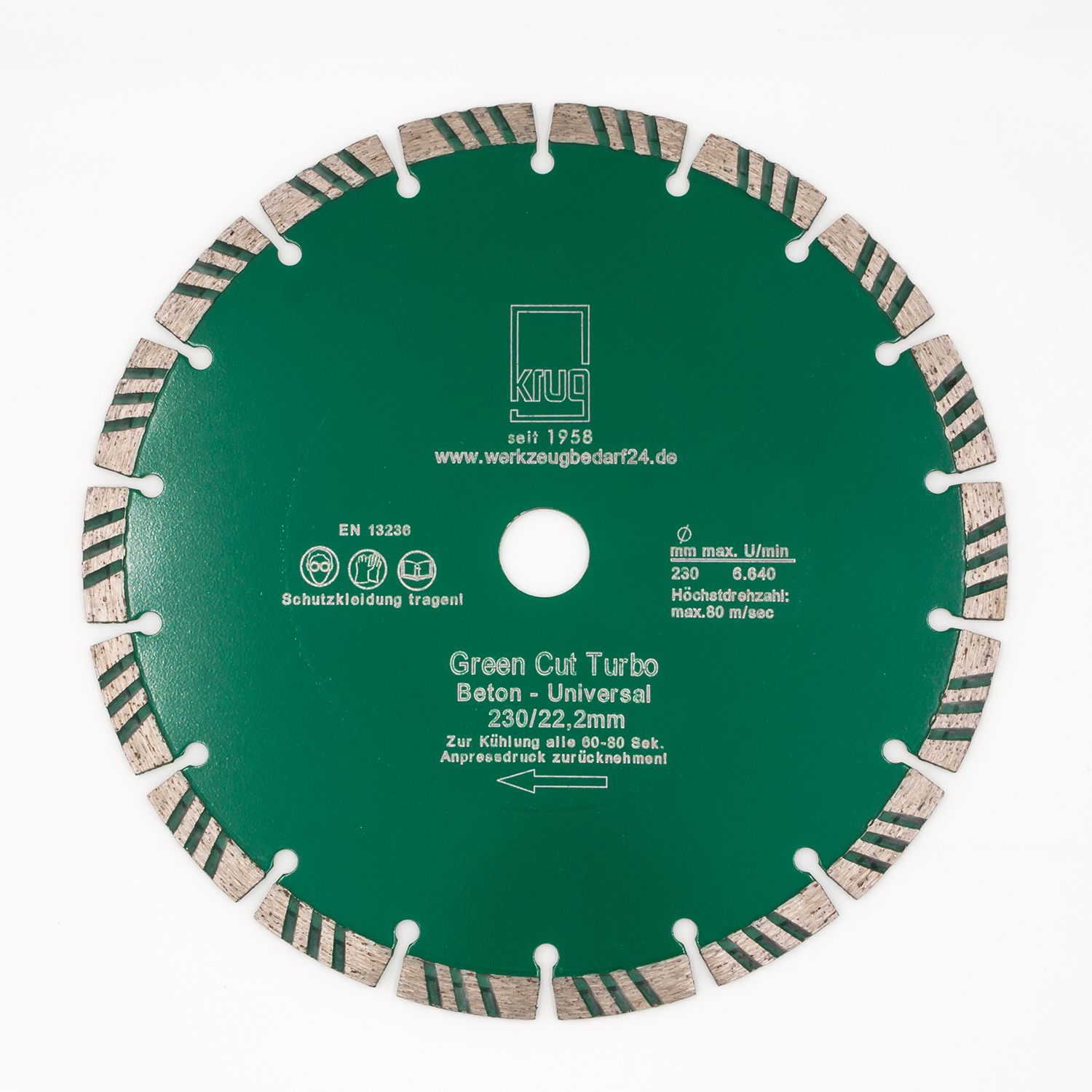 Set 50 Stück Diamantscheibe Green Cut Turbo Universal 230 mm