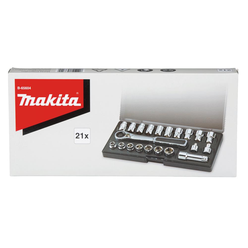 Makita Durchgangs-Steckschlüssel-Set B-65604 21-teilig