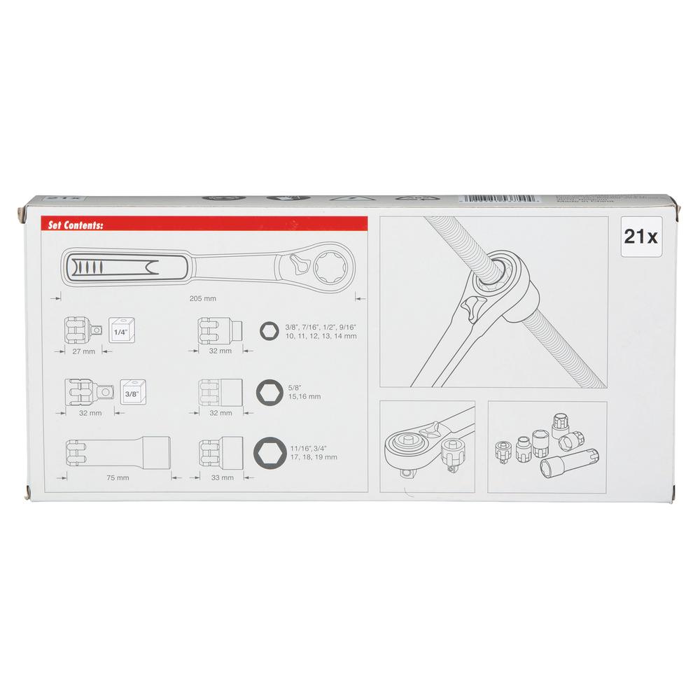 Makita Durchgangs-Steckschlüssel-Set B-65604 21-teilig