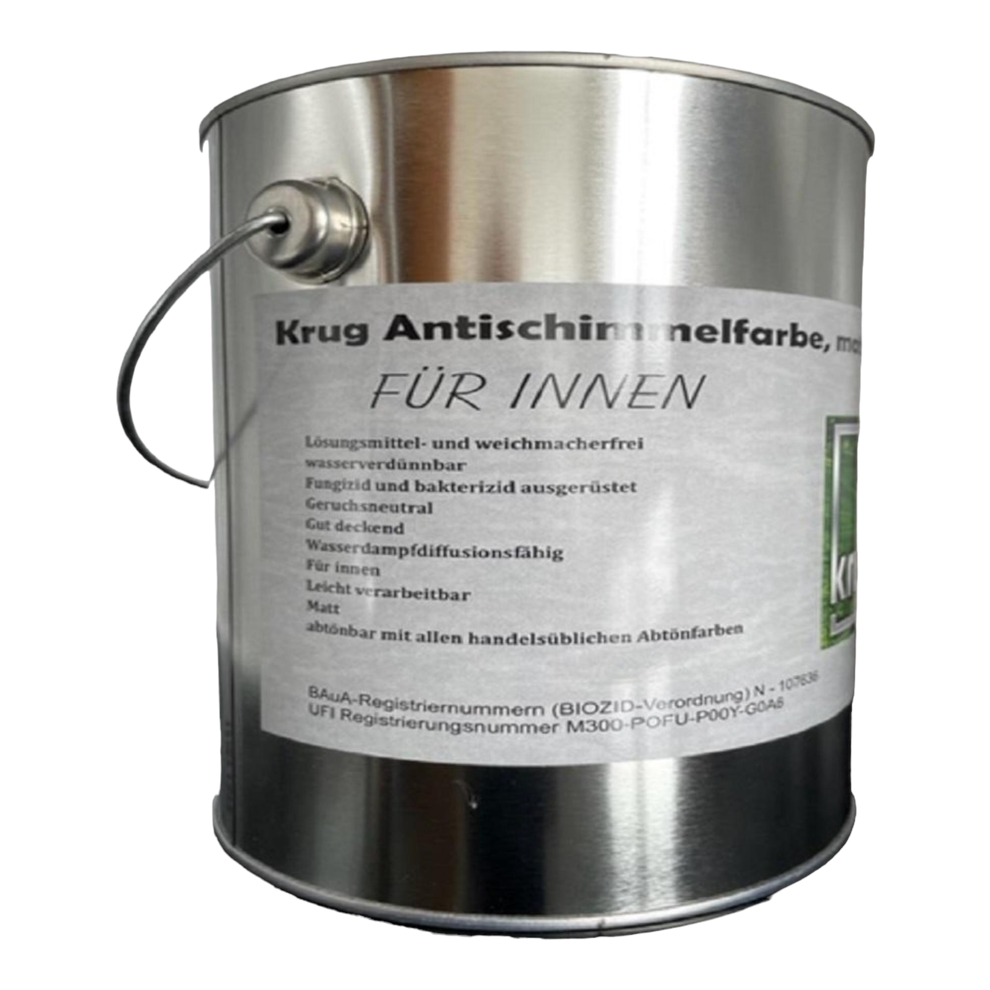 Set 4 x Krug Antischimmelfarbe Matt 2,5 Liter + 1 x Makita Durchgangs-Steckschlüssel-Set B-65604 21-