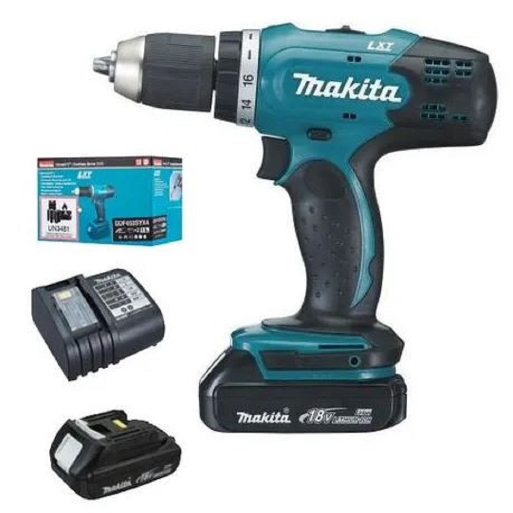 Set 1 x Makita DDF453SYX4 Akku-Bohrschrauber 2x Li-ion 18V/1,5 Ah + 20 x Diamanttrennscheibe Super C